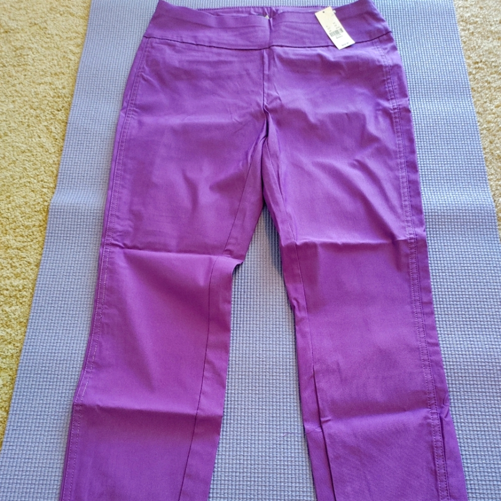 Women's pull on cropped dress pants, purple, size S